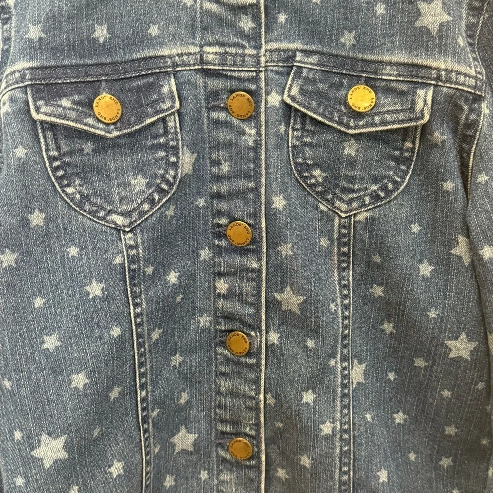 Lands End Girl’s Denim Jean Jacket Size 10-12 Medium